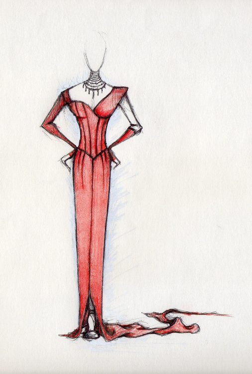 Sketch Sociologie de la mode book - Red Dress - Takis